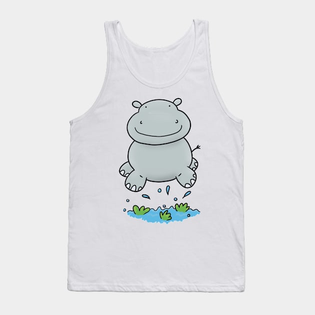 Cute baby hippo cartoon illustration Tank Top by FrogFactory